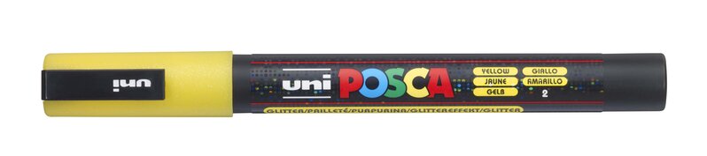 UNI POSCA PC-3ML GLITTER, gul