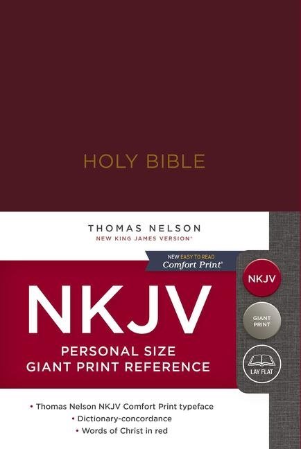 Nkjv, reference bible, personal size giant print, hardcover, burgundy, red