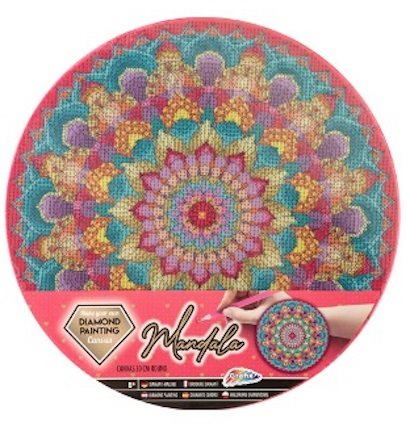 Diamond painting på duk : Mandala, rosa, runt, diameter 30 cm